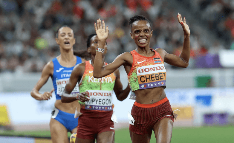 Chebet wins gold, Kipyegon takes silver in 5000m