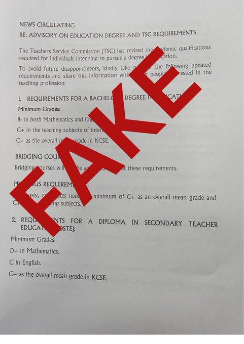 Fake! TSC says on teaching courses grades hike