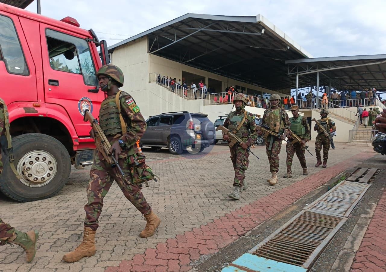 Tight security at Mamboleo Stadium ahead of Raila’s arrival