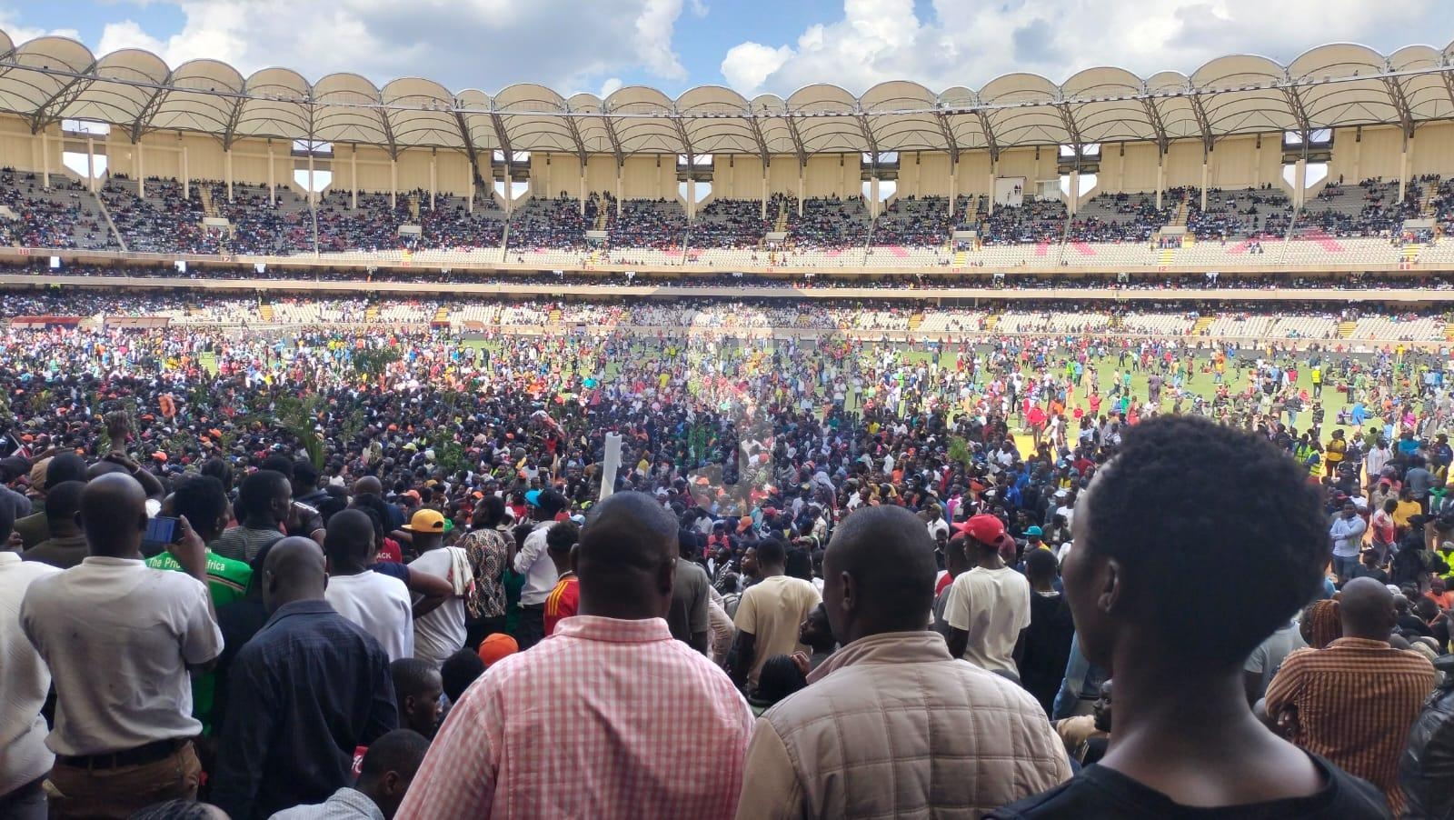 Raila's body being prepared inside Kasarani
